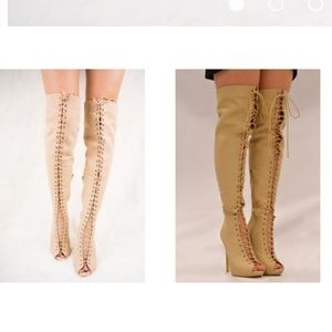 Fashion nova over the knee lace up heels